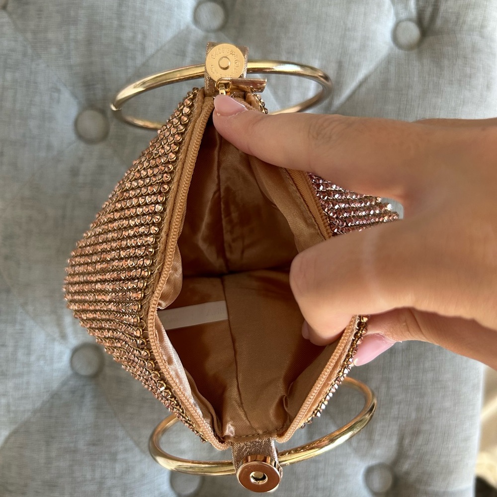 Gold Rhinestone Handbag with Ring Handle - Picture 2 of 2
